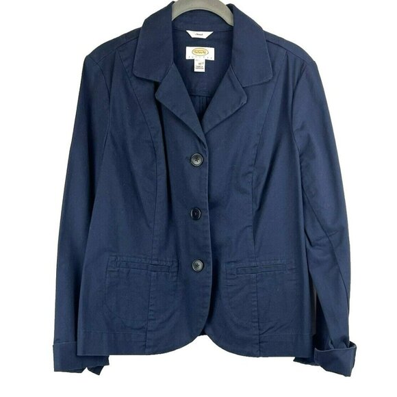 Talbots Women's Blazer Size 10 Jacket Casual Solid Blue Long Sleeve Stretch - Picture 1 of 7